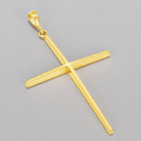 Load image into Gallery viewer, 14k Solid Yellow Gold Large Slender Cross Pendant
