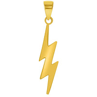 Load image into Gallery viewer, 14k Solid Yellow Gold Lightning Bolt Pendant with Rolo Cable, Cuban Curb, or Figaro Chain Necklace
