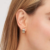 Load image into Gallery viewer, 14k Two-Tone Gold Five Row Hoop Earrings with French Back
