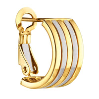 Load image into Gallery viewer, 14k Two-Tone Gold Five Row Hoop Earrings with French Back
