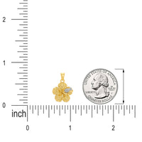 Load image into Gallery viewer, 14k Two-Tone Gold Hibiscus Charm Textured Flower Pendant Necklace
