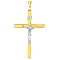 Load image into Gallery viewer, 14k Two-Tone Gold Hollow Large INRI Crucifix Pendant
