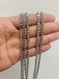 Load image into Gallery viewer, 14k White Gold 3.5mm Interlink Huggie Link Chain Necklace with Lobster Claw Clasp
