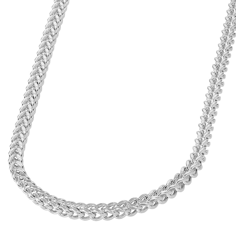 14k White Gold 4.8mm Hollow Square D/C Franco Chain Necklace with Lobster Claw Clasp