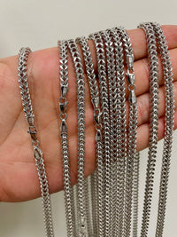 Load image into Gallery viewer, 14k White Gold 4.8mm Hollow Square D/C Franco Chain Necklace with Lobster Claw Clasp
