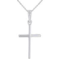 Load image into Gallery viewer, Solid 14k White Gold Classic Christian Cross Charm Pendant Necklace
