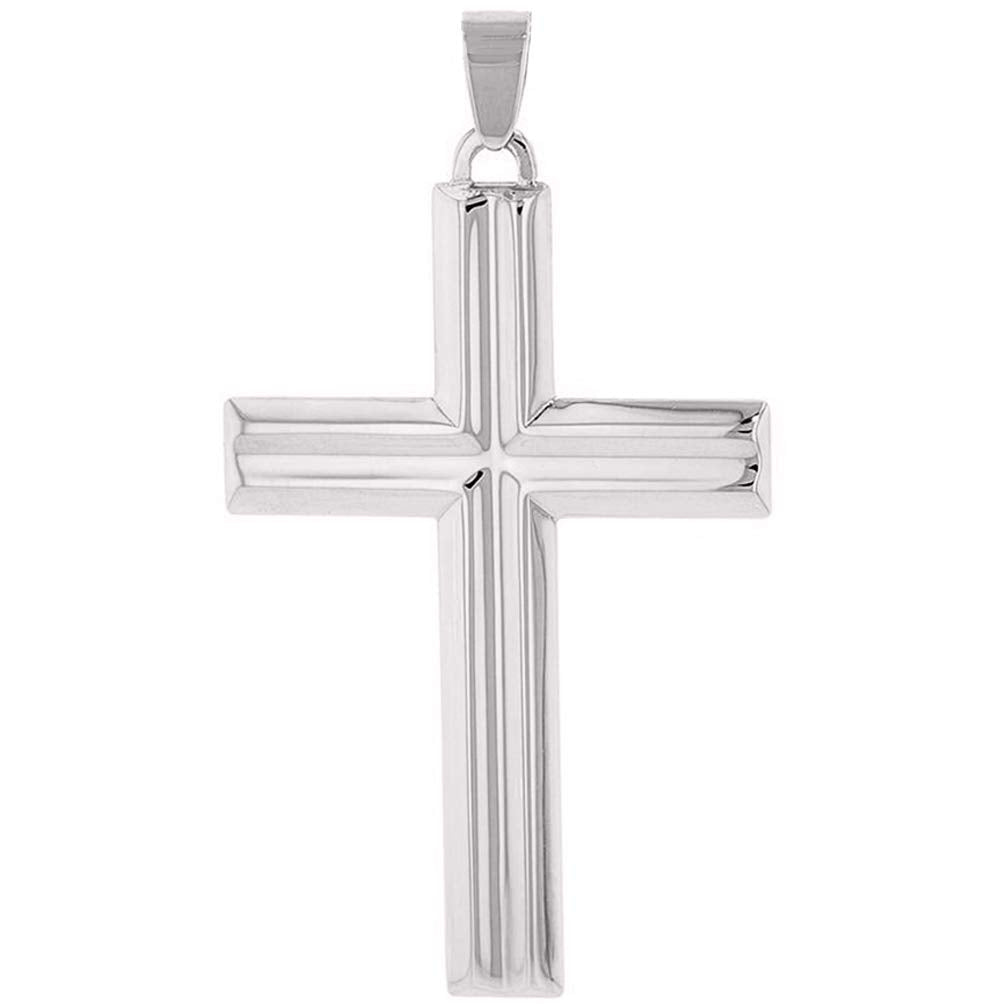 14k White Gold Crucifix Large Religious Cross Pendant