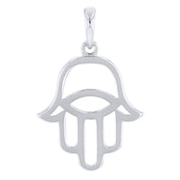 Load image into Gallery viewer, Solid 14k White Gold Hamsa Hand of Fatima with Evil Eye Charm Pendant
