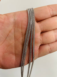 Load image into Gallery viewer, 14k White Gold Hollow 2mm Square Franco Chain Necklace with Lobster Claw Clasp (Diamond-Cut)
