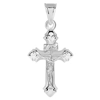 Load image into Gallery viewer, 14k White Gold INRI Fleur-de-Lis Crucifix Cross Pendant (27.5mm x 13.5mm)
