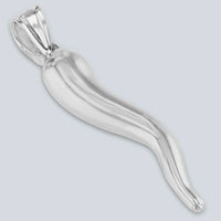 Load image into Gallery viewer, 14k White Gold Large Cornicello Horn Pendant Necklace - 3D
