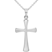 Load image into Gallery viewer, 14k White Gold High Polished Religious Plain Simple Cross Pendant Necklace

