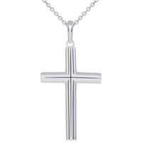 Load image into Gallery viewer, Solid 14k White Gold Rounded Edge Simple Christian Cross Pendant Necklace

