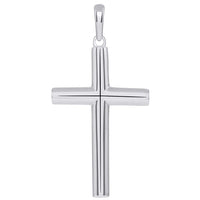 Load image into Gallery viewer, Solid 14k White Gold Rounded Edge Simple Christian Cross Pendant Necklace

