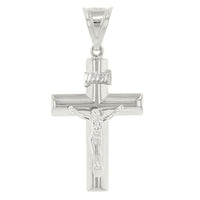 Load image into Gallery viewer, 14k White Gold Simple Cross Charm Crucifix with Jesus Pendant Necklace
