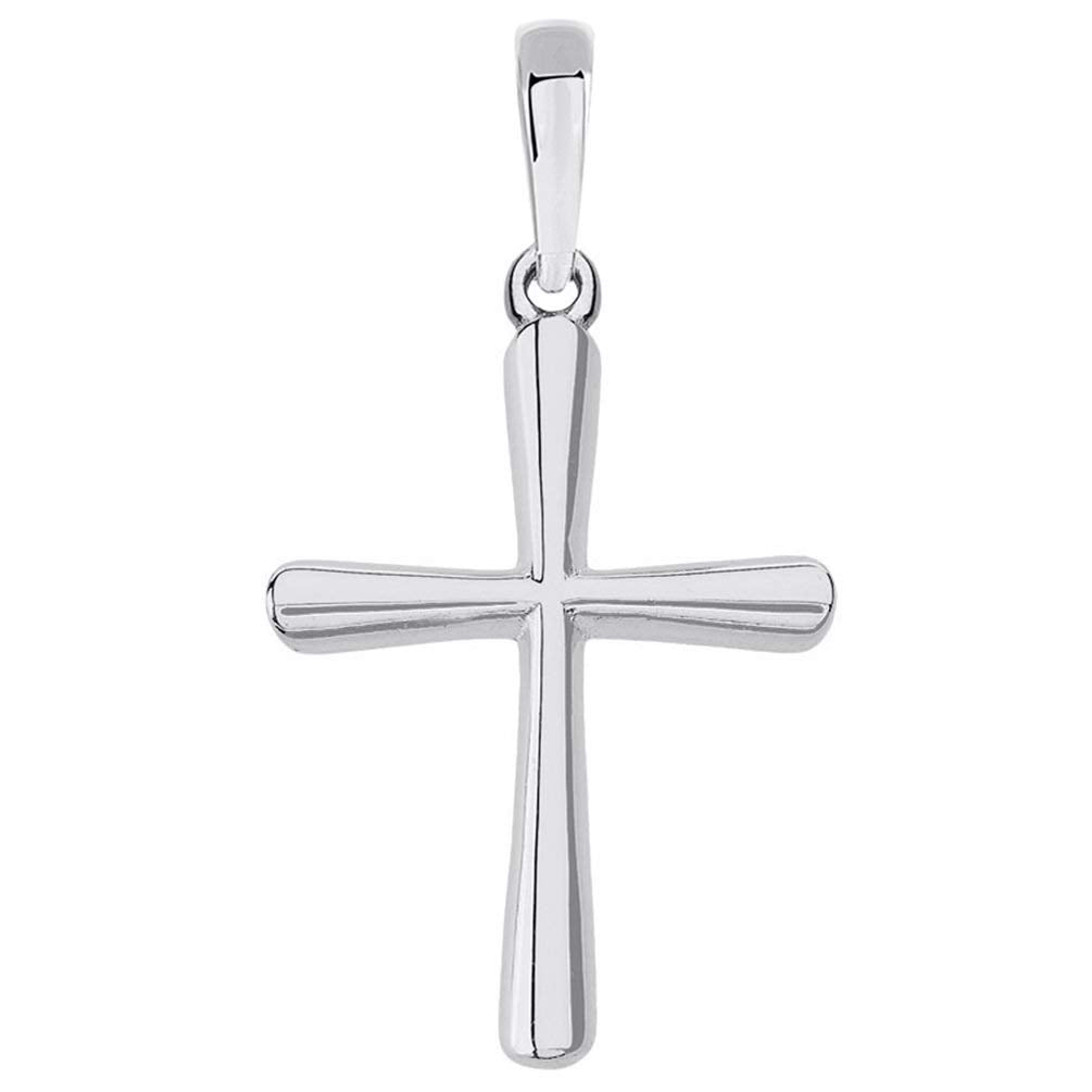 14k White Gold Slender Small Cross Charm Pendant