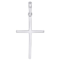 Load image into Gallery viewer, 14k White Gold Solid Slender Slope Christian Cross Pendant Necklace

