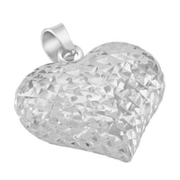 Load image into Gallery viewer, 14k White Gold Sparkle Cut Puffed Heart Pendant Necklace
