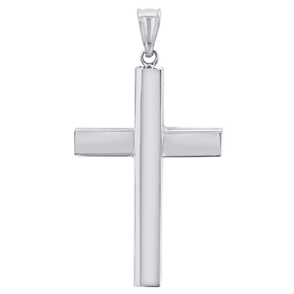 14k White Gold Traditional Religious Plain Cross Pendant