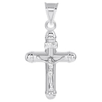 Load image into Gallery viewer, 14k White Gold Tubuar INRI Crucifix Religious Cross Pendant
