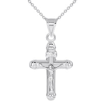 Load image into Gallery viewer, 14k White Gold Tubuar INRI Crucifix Religious Cross Pendant Necklace
