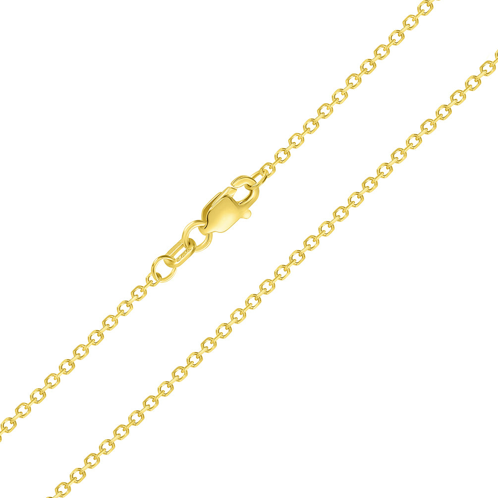 14k Yellow Gold 1mm Dainty Cable Chain Necklace with Lobster Claw Clasp (Diamond-Cut)