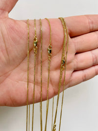 Load image into Gallery viewer, 14k Yellow Gold 1mm Square Braided Classic Wheat Chain Necklace with Lobster Claw Clasp
