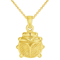 Load image into Gallery viewer, 14k Yellow Gold 3D Ladybug Charm Good Luck Pendant Necklace
