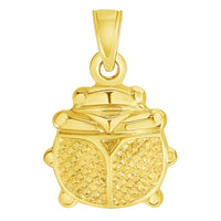 Load image into Gallery viewer, 14k Yellow Gold 3D Ladybug Charm Good Luck Pendant with Figaro Chain Necklace
