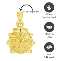 Load image into Gallery viewer, 14k Yellow Gold 3D Ladybug Charm Good Luck Pendant with Figaro Chain Necklace
