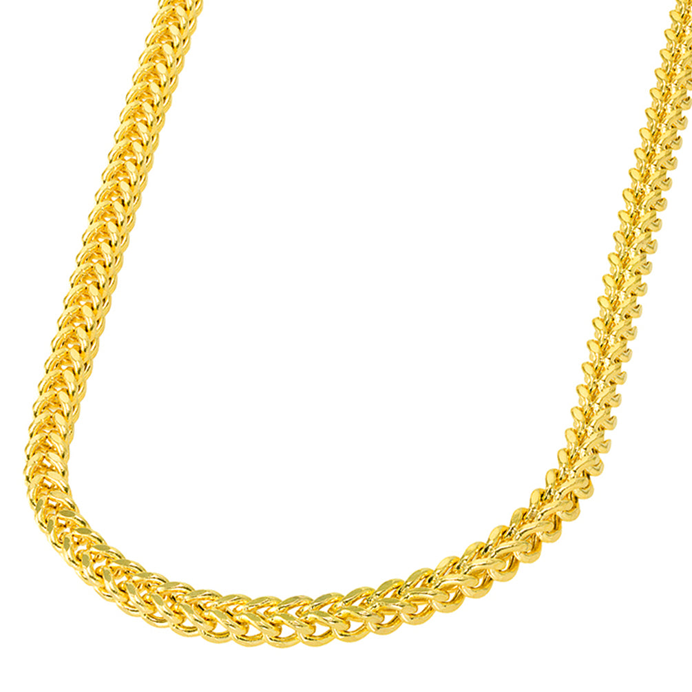 14k Yellow Gold 4.8mm Hollow Square D/C Franco Chain Necklace with Lobster Claw Clasp