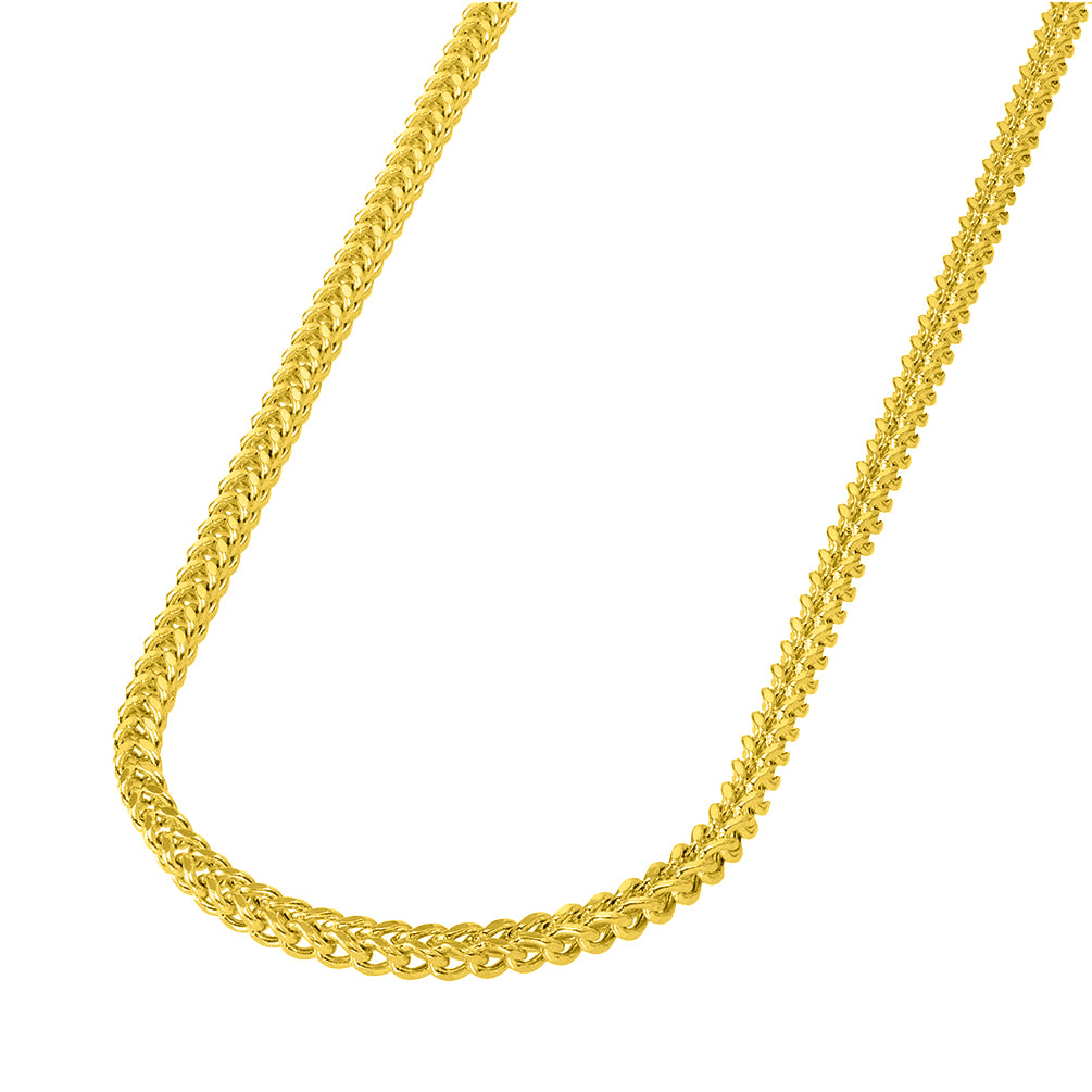 14k Yellow Gold 4mm Hollow Square D/C Franco Chain Necklace with Lobster Claw Clasp