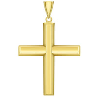Load image into Gallery viewer, High Polish 14k Yellow Gold Beveled Edge Religious Plain Cross Pendant with Horizontal Long Arms
