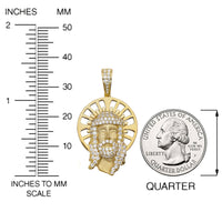 Load image into Gallery viewer, 14k Yellow Gold CZ Face of Jesus Christ with Halo Pendant
