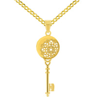 Load image into Gallery viewer, 14k Yellow Gold Chakra Mandala Key Pendant Necklace
