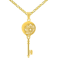 Load image into Gallery viewer, 14k Yellow Gold Chakra Mandala Key Pendant Necklace
