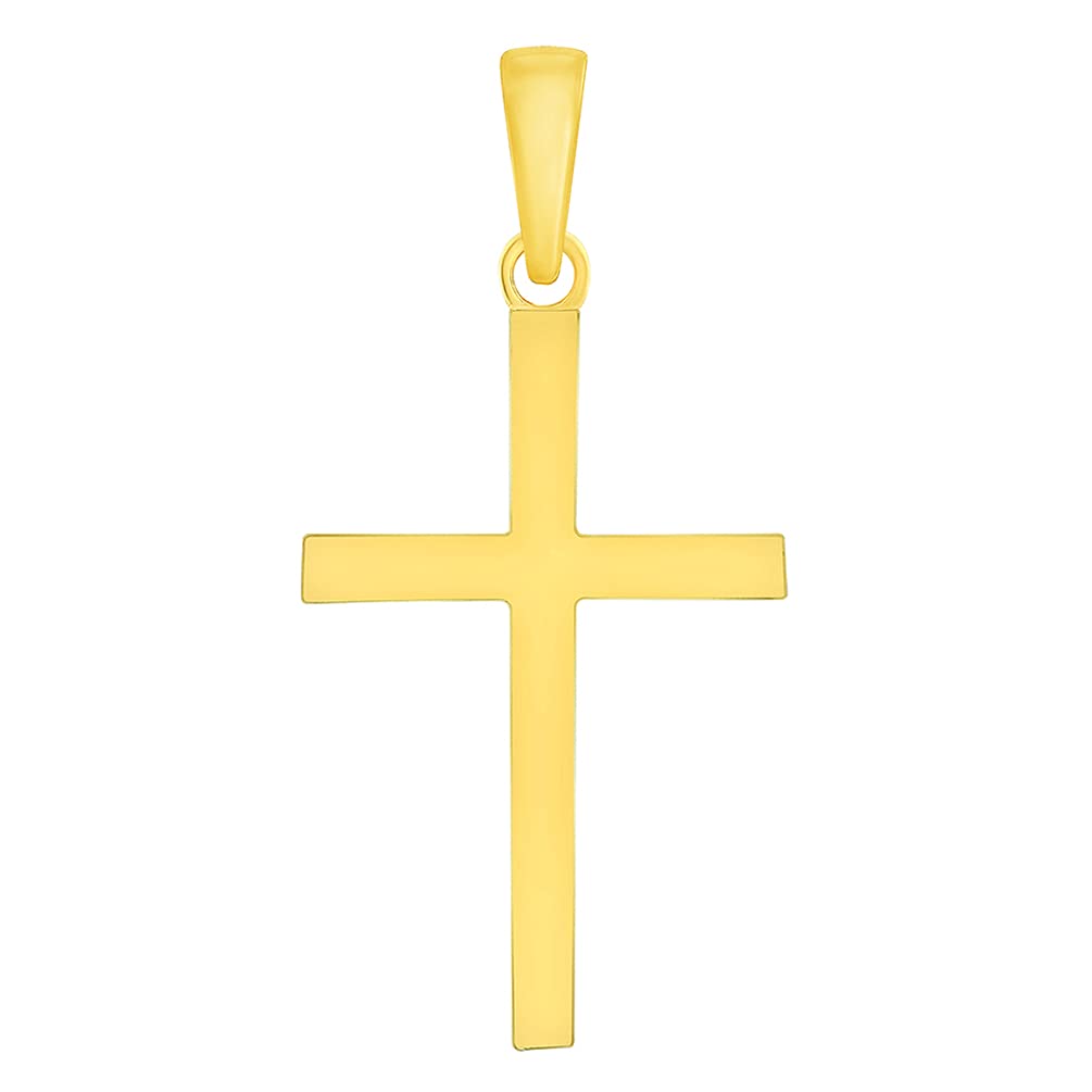 14k Solid Yellow Gold Classic Simple Religious Cross Pendant