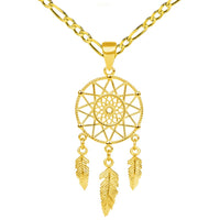 Load image into Gallery viewer, 14k Yellow Gold Dainty Dreamcatcher Pendant with Figaro Chain Necklace
