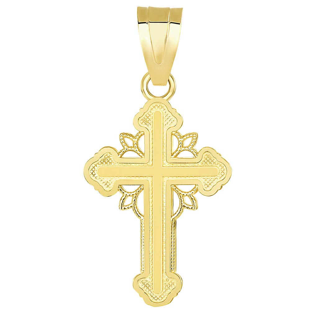 14k Yellow Gold Dainty Greek Orthodox Cross Charm Pendant