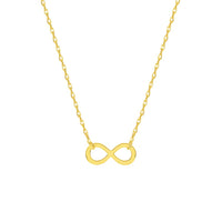 Load image into Gallery viewer, 14k Yellow Gold Dainty Mini Infinity Love Eternity Necklace with Spring Ring Clasp (16&quot; to 18&quot; Adjustable Chain)

