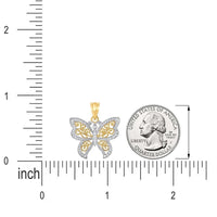 Load image into Gallery viewer, 14k Yellow Gold Filigree Two-Tone Butterfly Pendant
