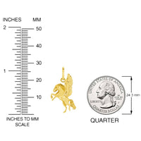 Load image into Gallery viewer, Solid 14k Yellow Gold Flying Pegasus Horse Pendant with Rolo Cable, Cuban Curb, or Figaro Chain Necklace
