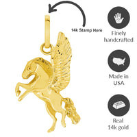Load image into Gallery viewer, 14k Yellow Gold Flying Pegasus Horse Pendant

