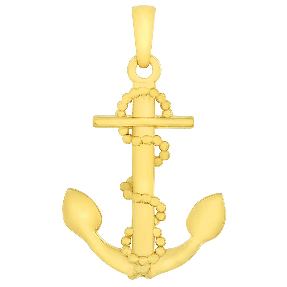 14k Yellow Gold Foul Anchor Charm Nautical Pendant
