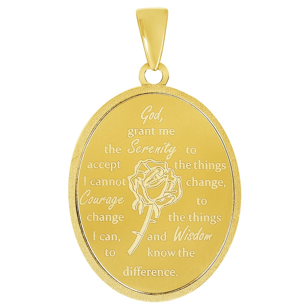 14K gold good serenity prayer pendant