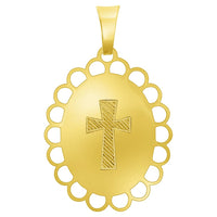 Load image into Gallery viewer, 14k Yellow Gold Guardian Angel Picture Pendant with Cable, Cuban Curb, or Figaro Chain Necklaces
