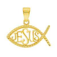 Load image into Gallery viewer, 14k Yellow Gold Ichthus Jesus Christian Fish Symbol Pendant
