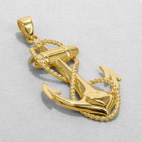 Load image into Gallery viewer, 14k Yellow Gold Infinity Anchor Heart Pendant with Cable, Cuban Curb, or Figaro Chain Necklaces
