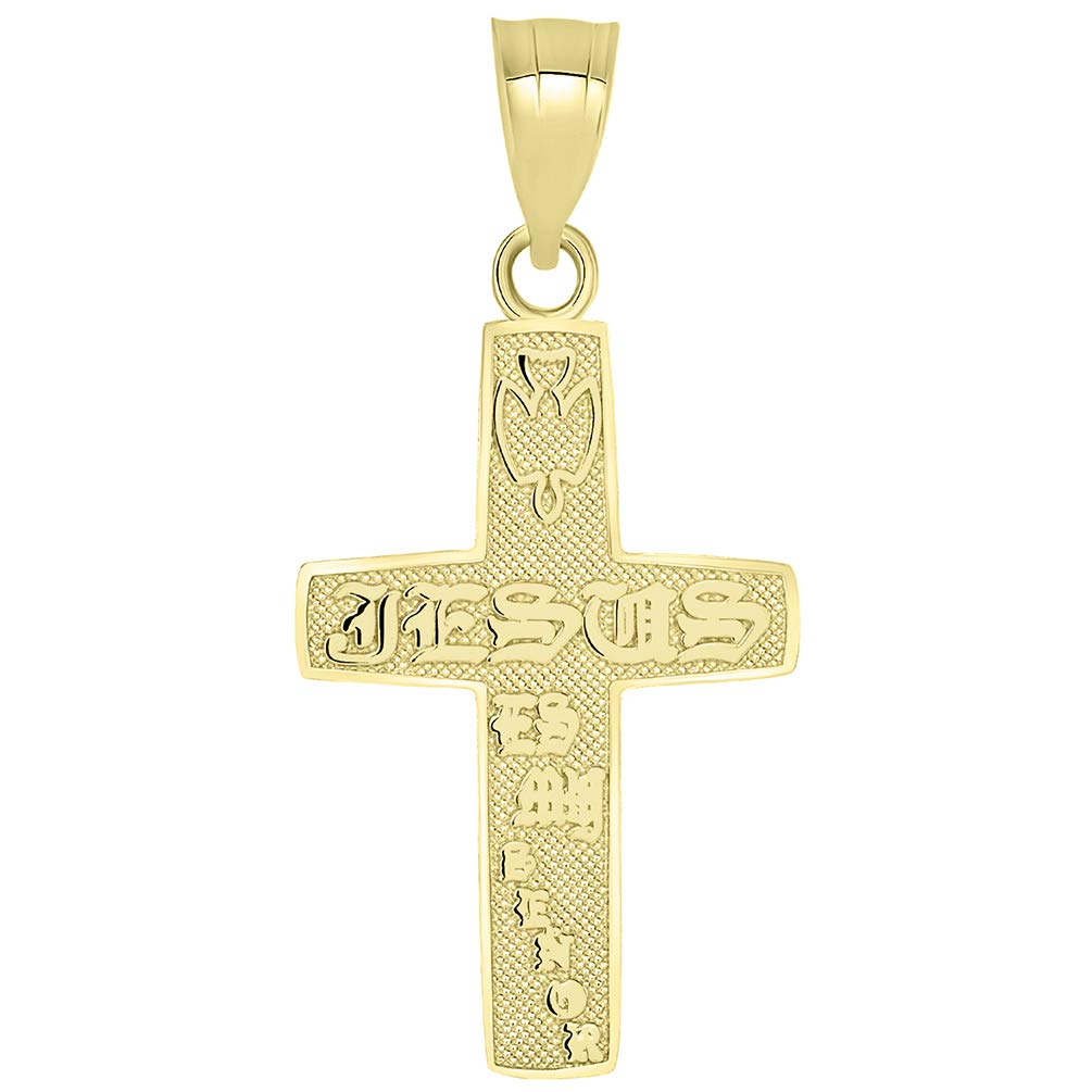 14k Yellow Gold Jesus Es My Senor Cross Pendant