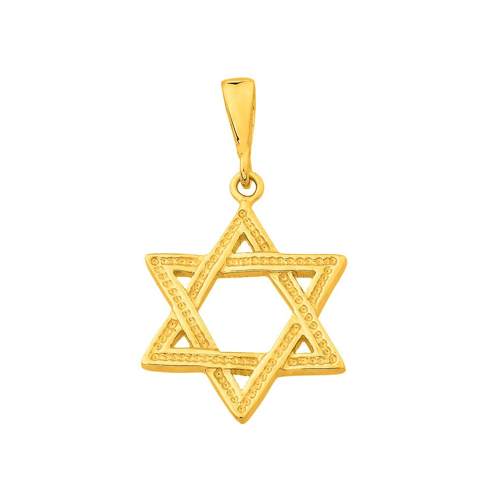 14k Yellow Gold Jewish Star of David Charm Pendant
